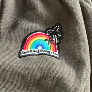 Spiritual Gangster Heather Grey Jogger Sweatpants w/Rainbow Palm Patch